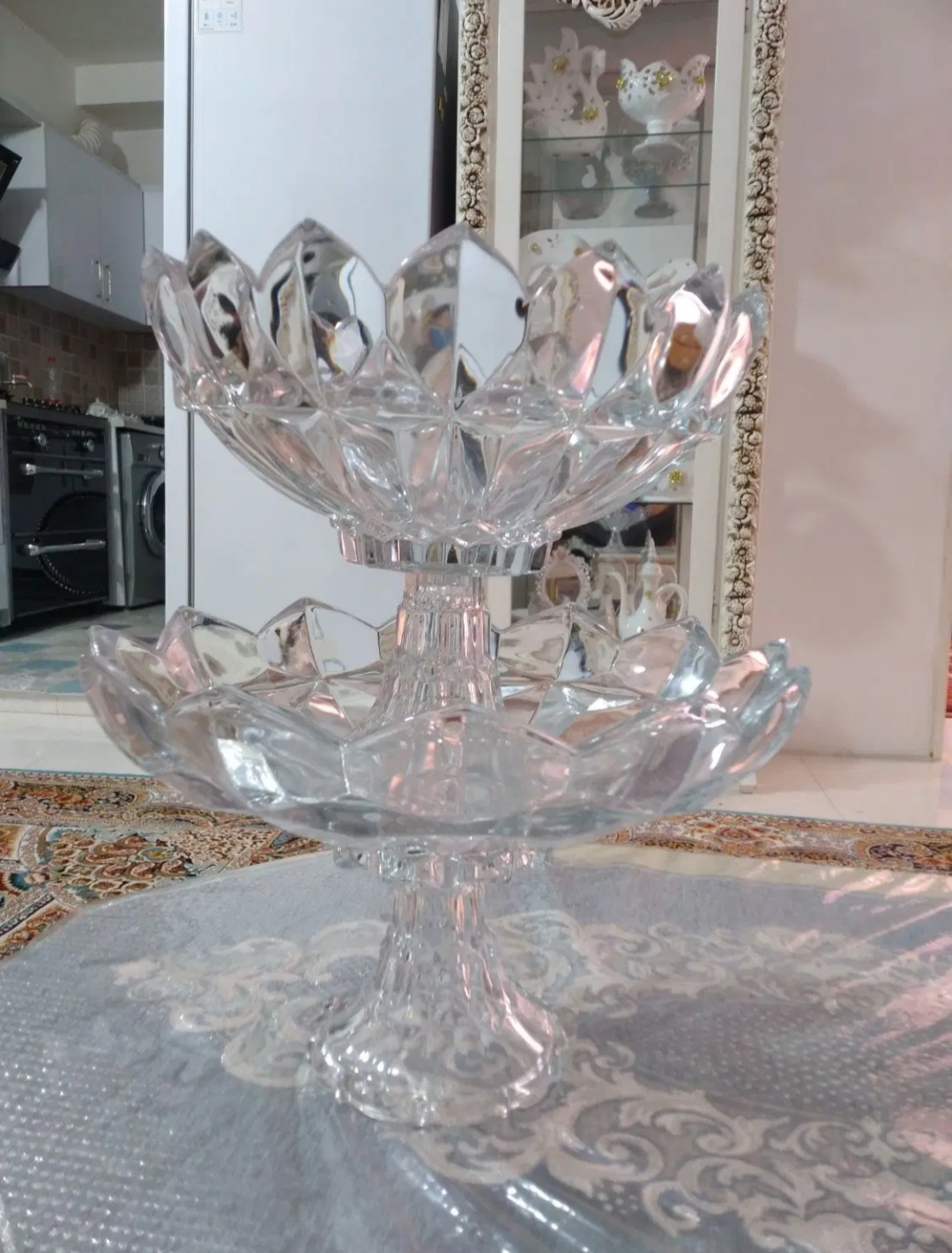 میوه خوری پایه دار کریستال طرح الماسی