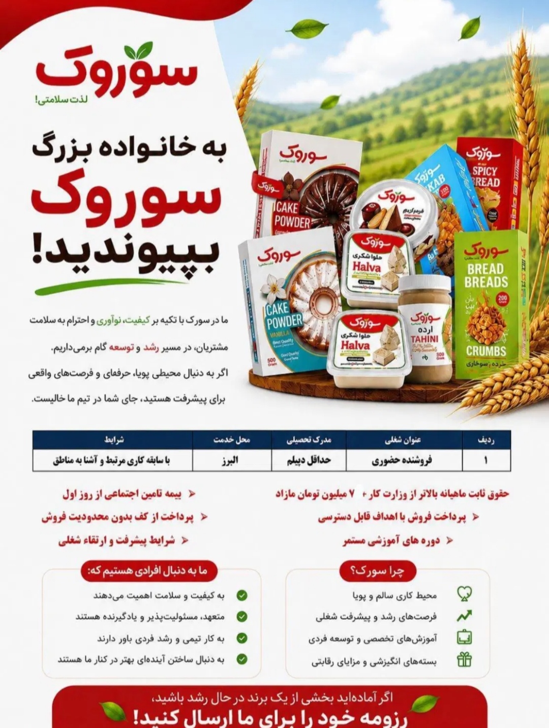 بازاریاب حضوری استان البرز شرکت سوروک .