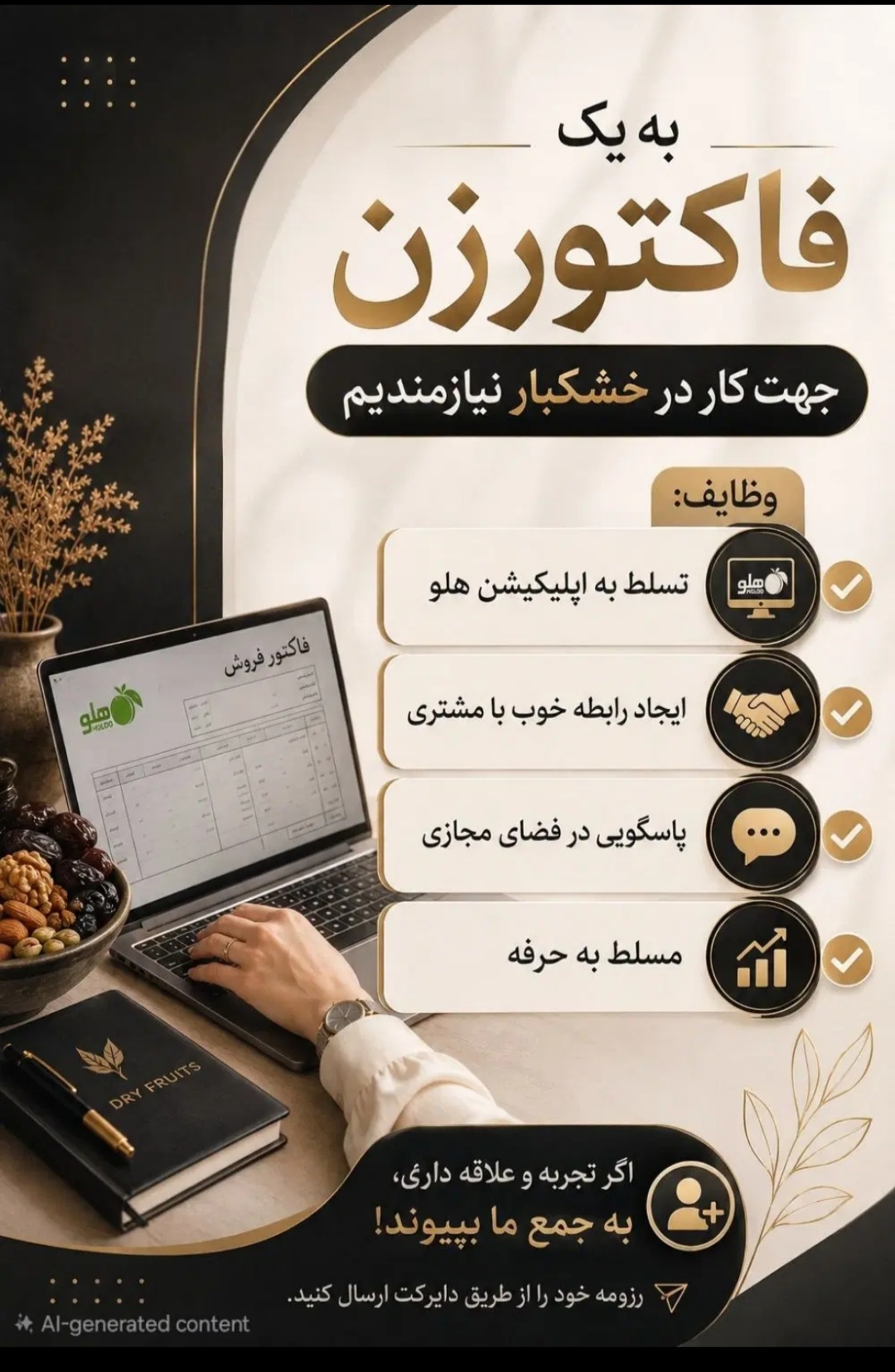 فاکتور زن و دایرکتور جهت کار در خشکبار .